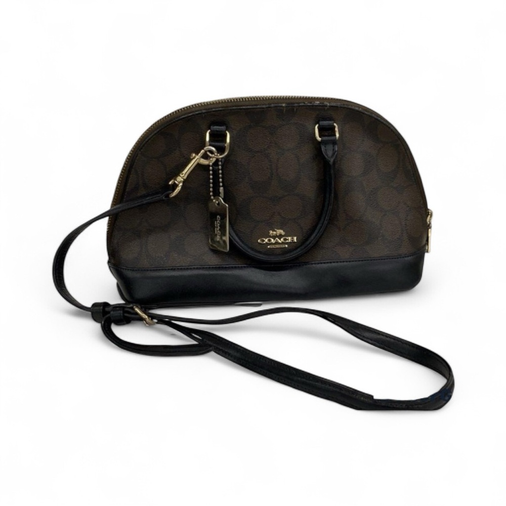 Coach Mini Sierra Satchel Signature Brown Leather Crossbody Bag